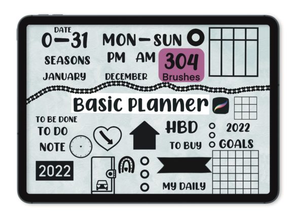 Master Your Digital Planning with Procreate Basic Planner Set 304 Brushes