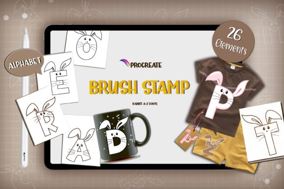 Strategic Visual Communication with Procreate Brushes Stamp Alphabet Rabbit