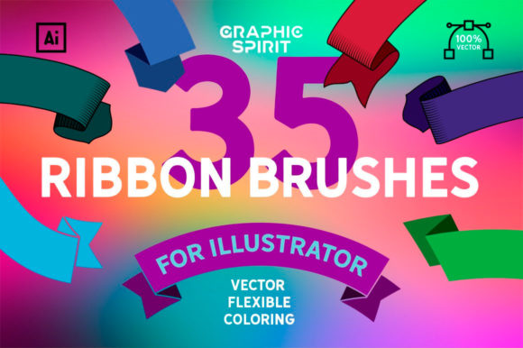 Streamline Flat Ribbon Design with Vector Brushes